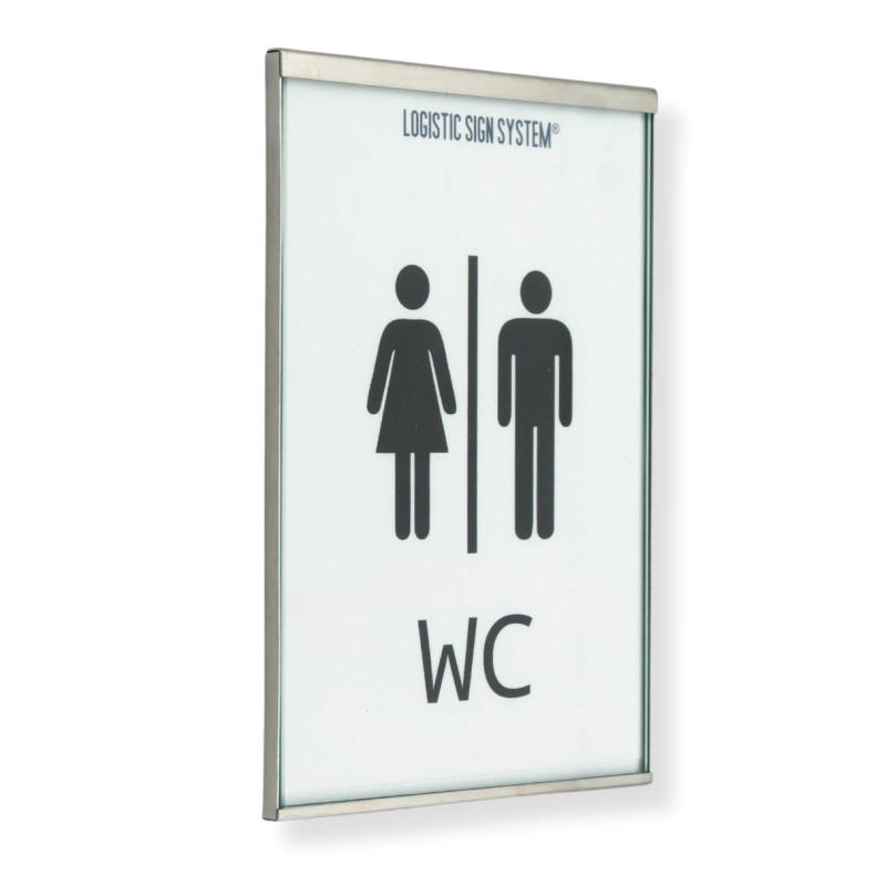 Tuerschild Vitrum G aus Glas und Edelstahl 150 105 mm